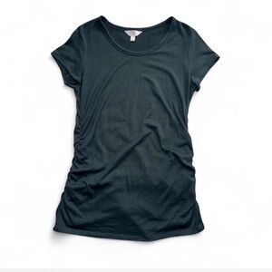 Market & Spruce Maternity Ruched Side Short Sleeve Tee - Green - Large